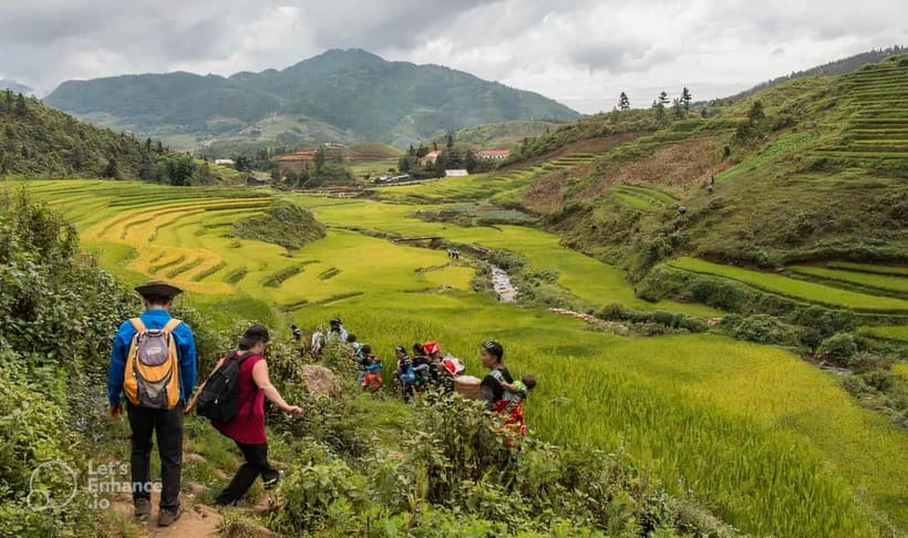 1-Day Sapa Long Trek - Rice Field Terrace, Ethnic Culture - Starting in Sapa at 9:00 AM, chasing Fansipan from a ridge