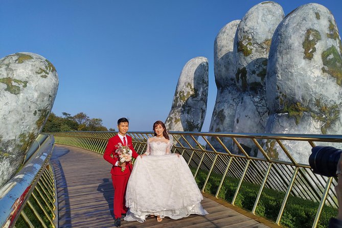 Afternoon private transfer from Danang city to the Golden Bridge - Wine Cellar (1923) and the Buddha statue: a calmer stop