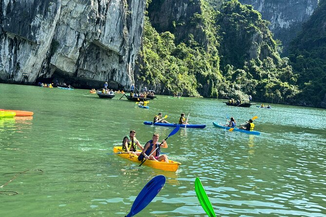 Best Value Ha Long bay 1 day - Lunch, kayak, swimming, transfer - Cruising Ha Long Bay in comfort, with a rooftop jacuzzi