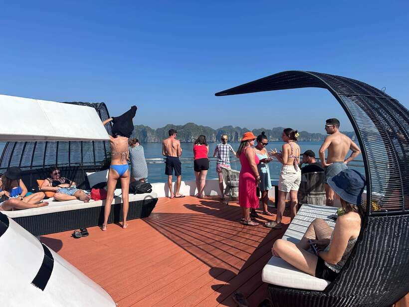 Cat Ba: Sunset on Lan Ha Bay with Sunset Party - Swimming, Jacuzzi time, and the water slide