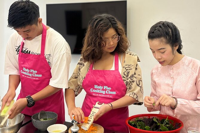 Cook 4 Local Vietnamese Dishes In Pink-themed Class & Market Tour - Back at the studio: 100% hands-on, personal stations