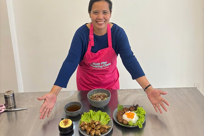 Cook 4 Local Vietnamese Dishes In Pink-themed Class & Market Tour - Vegetarian options, service animals, and who should go