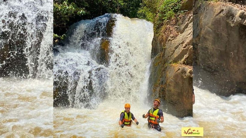 Dalat: Canyoning Extreme Adventure Vietnam - Zipline 70m and the lazy river: switching from vertical to glide
