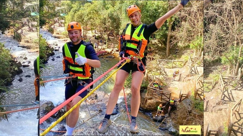 Dalat: Canyoning Extreme Adventure Vietnam - Lunch on the highest waterfall: a real picnic, not a token snack