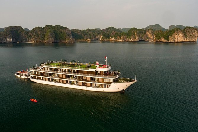 Doris Cruise 5 star cruise 3 days visiting Halong - Lan Ha Bay - Day 2 afternoon: Lan Ha hidden islands and Three Peaches beach time