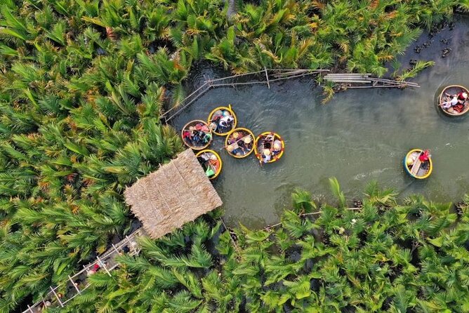 Experience Local Market and Boat Ride with Cooking Class - Cam Thanh transfer and bamboo basket boat in the coconut palms