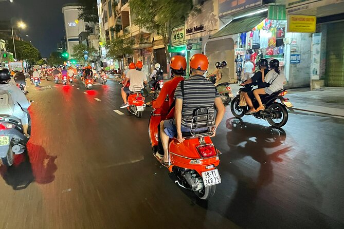 Female Riders Vespa Night Street Food + Train Street food 4 Hours - Ba Dinh Square and a romantic lake ride moment