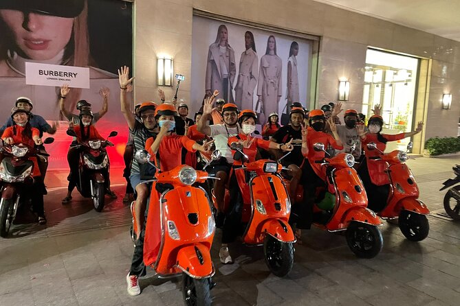 Female Riders Vespa Night Street Food + Train Street food 4 Hours - Long Bien and Chuong Duong Bridge, ceramic road at night