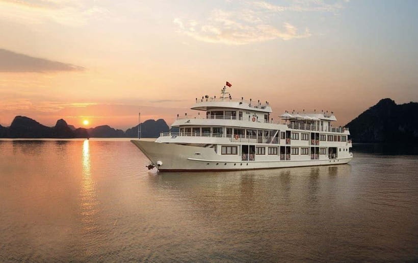 From Hanoi: 3 Day Halong Bay 5 Star Cruise - Ninh Binh Tour - Day 1 on Halong Bay: Bo Nau, Sung Sot, Titov Island, and the Sunset Vibe