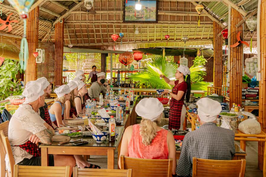 From Hoi An: Market Tour, Basket Boat Ride and Cooking Class - Hands-on pace, portion size, and why you should eat light beforehand