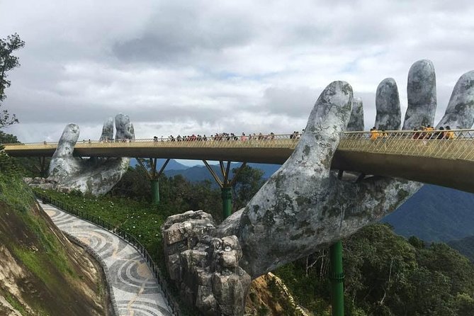 Golden Bridge-Monkey mountain-Dragon Bridge -Marble Mountain Fullday PrivateTour - Marble Mountains: Elevators, Cave Steps, and the Five Elements Trail