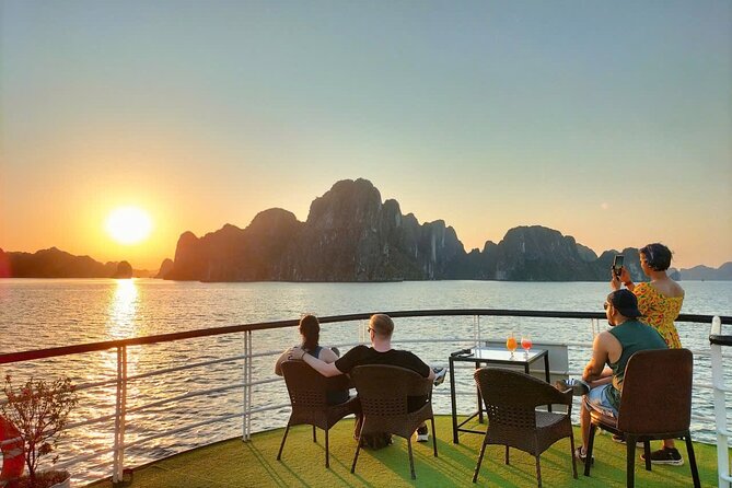 Ha Long Bay Cruise Day Tour - Cave, Kayaking, Swimming & Lunch - Boat time, sunset party, and lunch that is good, not fancy