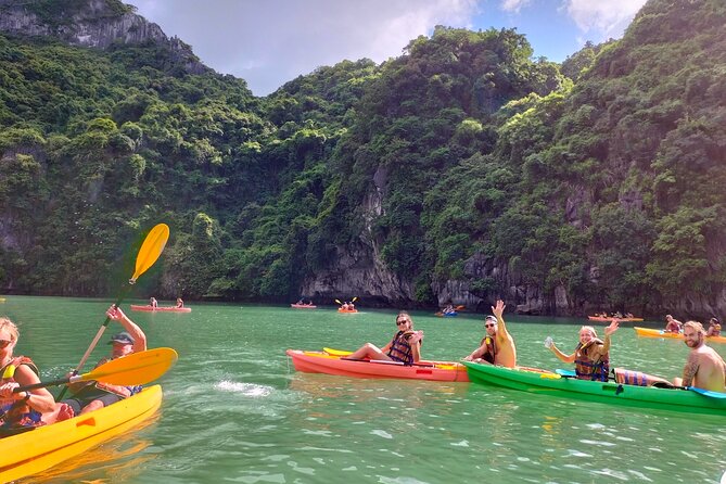 Ha Long Bay Cruise Day Tour - Cave, Kayaking, Swimming & Lunch - Sung Sot Cave, where the ceilings steal the show
