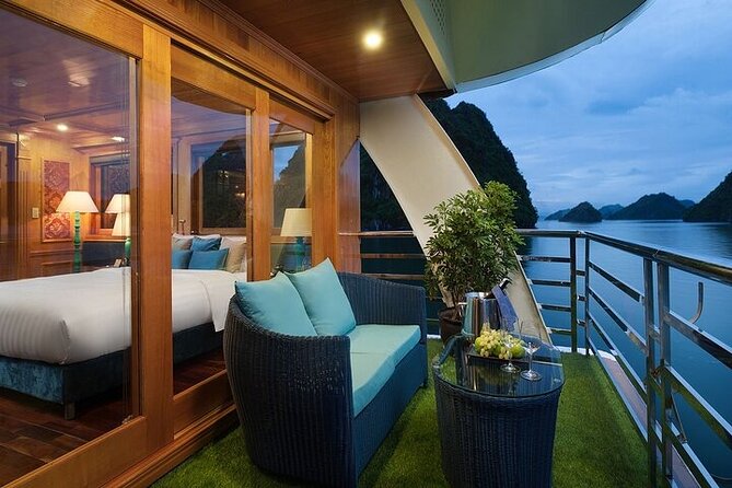 Halong Milalux 5 Star Cruise 2d1n,All inclusive,transfer - Halong Bay sunset, happy hour, and Lan Ha Bay dinner and night options