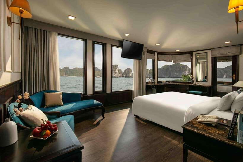 Hanoi: 2D1N Ha Long Bay, Lan Ha Bay by Amanda Luxury Cruise - Junior Suite comfort: private balcony, private bathtub, and the small luxuries
