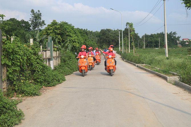 Hanoi Vespa Full Day City & Countryside with Female Ao Dai Riders - Co Loa Citadel: rice paddies roads and a real market moment