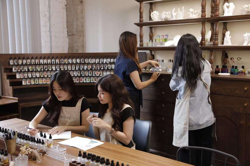 Hanoi: Vietnam Scents Perfumery Class - The take-home package: booklet, stickers, box, and bag
