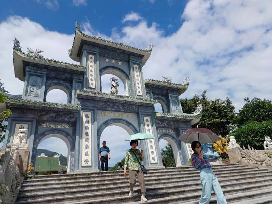 Hoi An: Golden Bridge, Marble Mt, & Lady Buddha Private Trip - Marble Mountains, panoramic views plus steps and cave areas