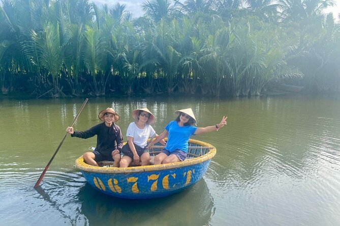 Lady Buddha, Marble Mountains, Coconut Jungle & Hoian City Tour - Cam Thanh Coconut Jungle: basket boats and net fishing in a short window