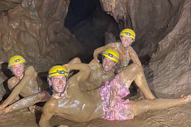 Paradise Cave & Dark Cave 1 Day - Deluxe Small Group - Dark Cave (Hang Tối): Zipline, Cave Swimming, Torch Walk, and Mud Baths