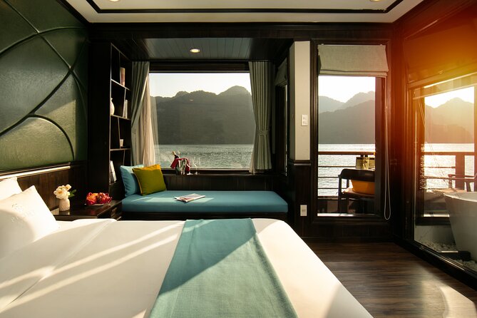 Peony Cruise 5<em> Lan Hạ Bay 2 days 1 night with 2 ways transfer – Price and value: what $225 includes, and why that matters’ /><br />
At <strong>$225 per person</strong> for 2 days and 1 night, the value comes from what is bundled rather than the base ticket alone. Your package includes <strong>air-conditioned vehicle</strong>, a guide, all fees and taxes, and importantly, <strong>two-way transfer</strong>. You also get meals: breakfast, dinner, and <strong>two lunches</strong> across the two days.</p>
<p><p>When cruises charge extra for the basics, it adds up fast, especially in a place like Halong Bay where “day-of add-ons” can become a budget headache. Here, you already have the built-in rhythm. You can plan around included meals and avoid last-minute spending on food while you are on the water.</p>
</p>
<p><p>Two small planning notes. First, the experience is booked about <strong>18 days in advance on average</strong>, which usually means it stays in demand. Second, the group size is capped at <strong>40 people</strong>, so you should feel more like you are on a small ship plan than a massive floating mall.</p>
</p>
<h2 id="getting-on-board-from-hanoi-pickup-timing-and-how-to-avoid-confusion">Getting on board from Hanoi: pickup timing and how to avoid confusion</h2>
<p><img width="669" height="446" decoding="async" src=