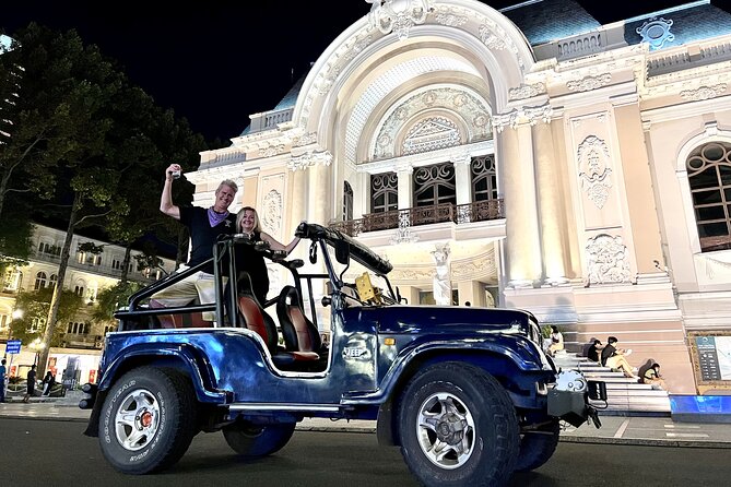 Private Jeep City Tour Saigon by Night and Skybar Drink - Colonial Center in Quick Hits: Central Post Office, Notre-Dame, Saigon Opera House