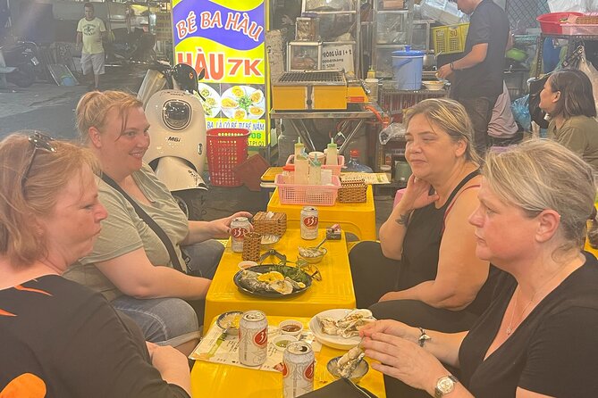 Private Street Food Discovery by Cyclo at Night in Ho Chi Minh - The included eats: bun bo hue, banh trang nuong, and grilled bites
