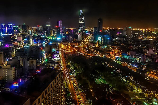 Saigon After Dark With Seafood, Beer & Live Music Bar - Rooftop bar drinks: the sweep of city lights