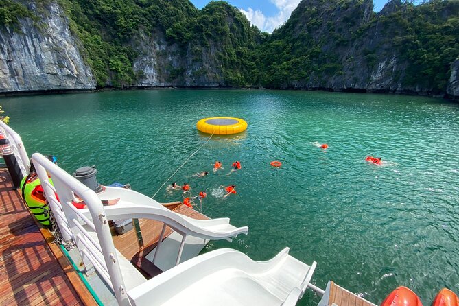 The Halong Catamaran Premium Day Cruise From Ha Long Bay - Lan Ha Bay in the afternoon: Frog Pond fun and a real swim break